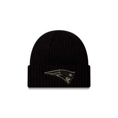 Black New England Patriots Hat - New Era NFL Salute To Service Cuff Knit Beanie USA4936758